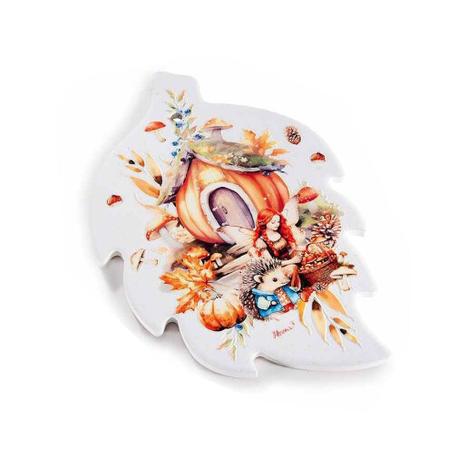 Set 4 suporturi vase fierbinti pluta natur ceramica multicolora Leaf 4 x 15 x 23 H