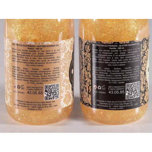 Set 2 geluri dus cu sclipici aroma Vanilie Ø 5 cm x 17 H, 190 ml