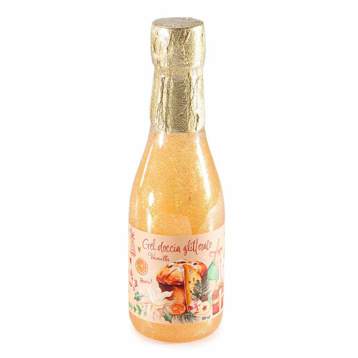 Gel dus, cadou Craciun aroma vanilie cu sclipci 5x17 cm, 190 ml