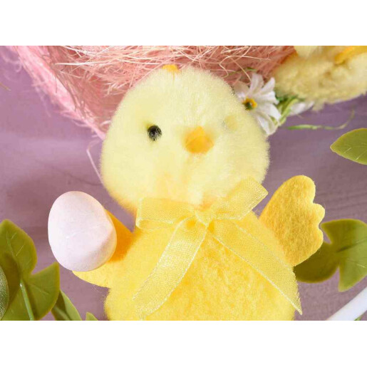 Coronita decorata cu Puisor si flori multicolor 16x43 cm