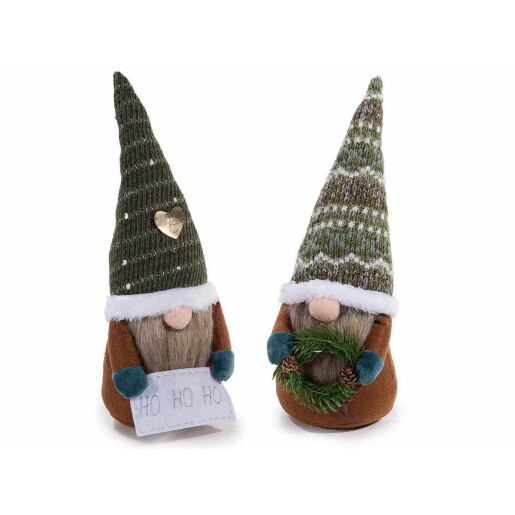 Set 2 figurine Mos Craciun textil multicolor cm 11x12x33 H