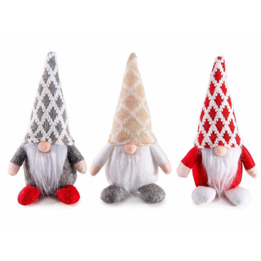 Set 3 figurine Gnomi textil multicolor 10x9x20 cm