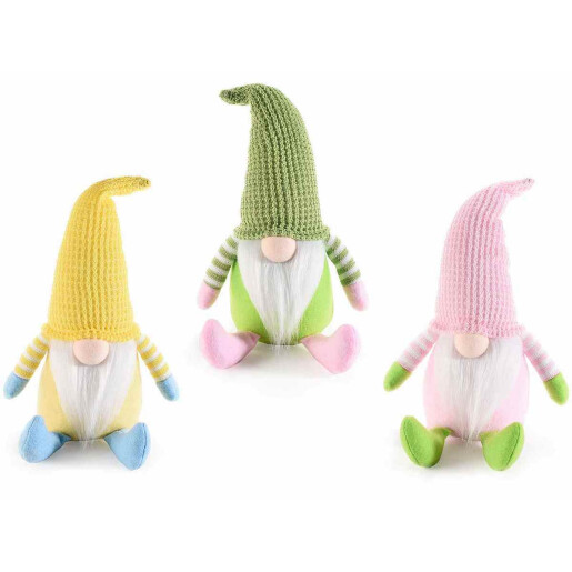 Set 3 figurine Gnomi textil multicolor 13x13x28 cm