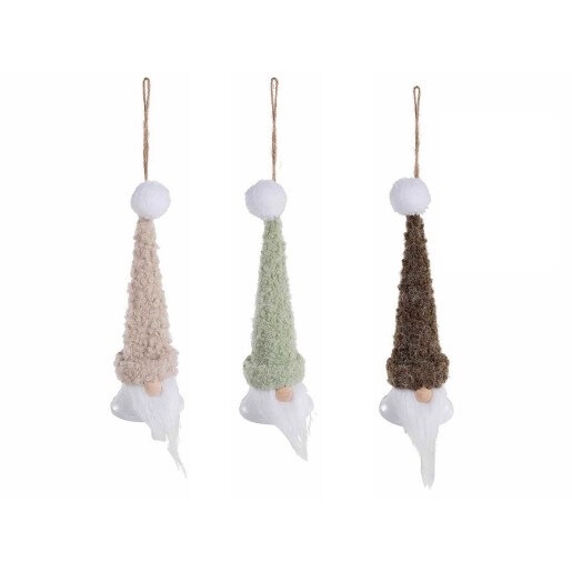 Set 9 ornamente brad Mos Craciun Ingeri textil Ø 6,5 x 19 H