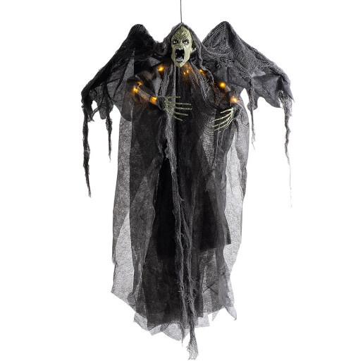 Figurina Halloween Fantoma neagra cu leduri cm 90 H