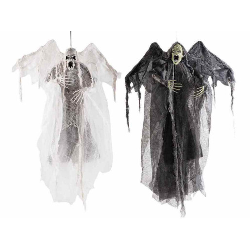 Set 2 figurine Halloween Fantoma neagra alba cu leduri cm 90 H
