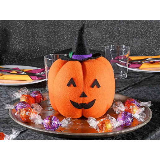 Dovleac Halloween textil multicolor Ø13,5cmx19H