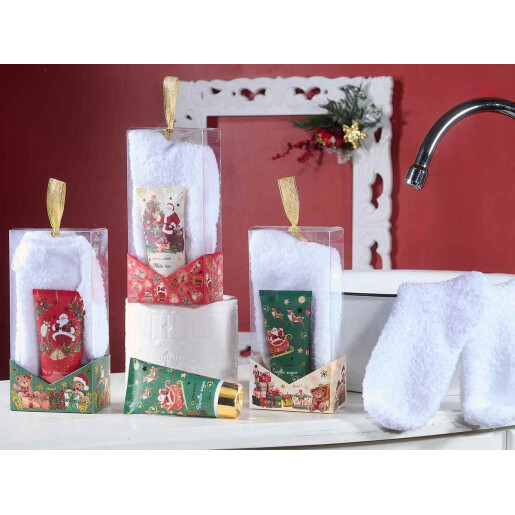Set 3 creme picioare parfumate 3 perechi sosete cadou Craciun Winter cm 8,5x5,5x18 H, 60 ml