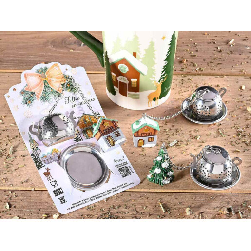 Set 2 infuzoare ceai, Craciun 2,5 x 2 x 3,5 H