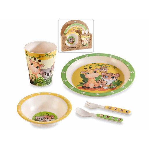 Set hranire bebelusi melamina Savannah cm Ø 21,5, Ø 15,5, 13,5 H, Ø 7.5 x 9,5 H cm