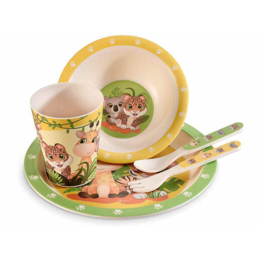 Set hranire bebelusi melamina Savannah cm Ø 21,5, Ø 15,5, 13,5 H, Ø 7.5 x 9,5 H cm
