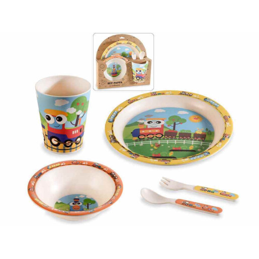 Set hranire bebelusi melamina Children cm 20,5 x 21,5 H, 14 x 13 H, 13,5 H, Ø 7 x 9,5 H cm