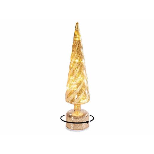 Brad Craciun sticla aurie cu led Ø 9 cm x 40 H