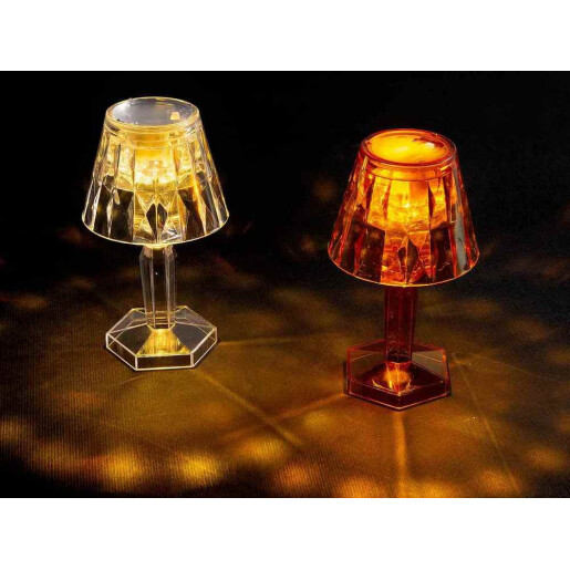 Veioza plastic transparent cu led Ø 6,5 cm x 12 H