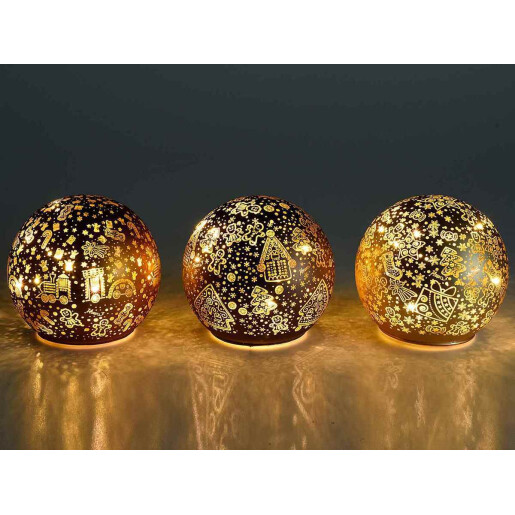 Set 3 sfere decorative Craciun sticla 9.5x9 cm