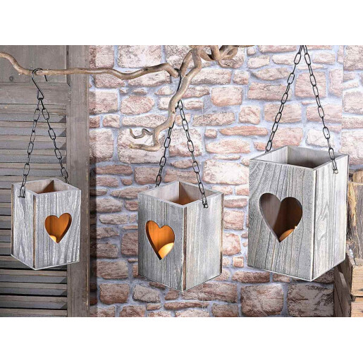 Set 3 felinare 15x15x49 cm, 12.5x12.5x42 cm, 10x10x38 cm