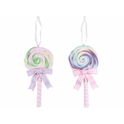 Set 2 ornamente brad Acadele polirasina multicolora 7.5x15.5 cm