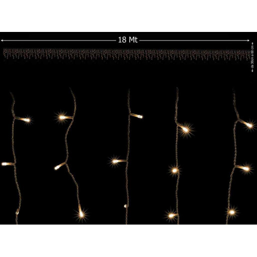 Instalatie 180 fire, 900 leduri lumina alba calda 1800 x 70 cm H