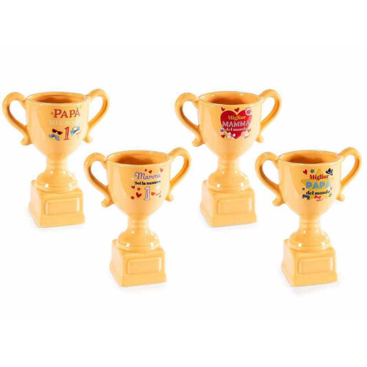 Set 4 cupe cadou ceramica multicolora Tata, Mama cm 12 x 7 x 14,5 H
