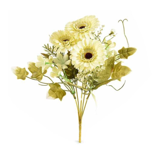 Buchet flori artificiale Anemona galbene verzi 29 cm