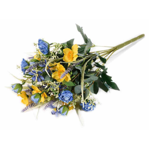 Buchet flori artificiale Narcise, Lavanda, Peonia 44 cm