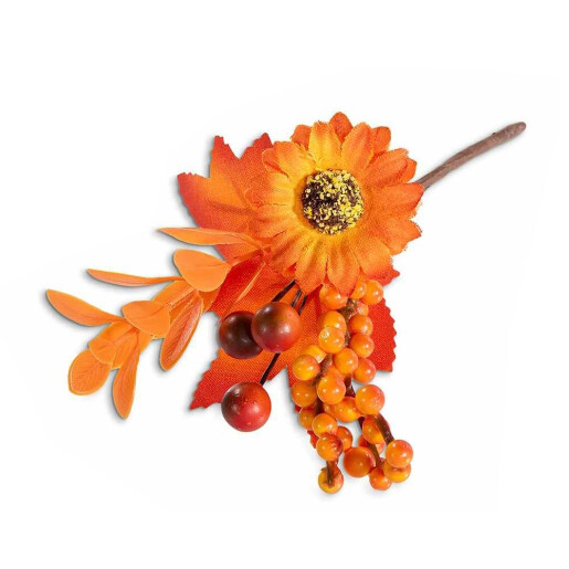 Set 2 flori Gerbera artificiale maro portocalie cm 15 H