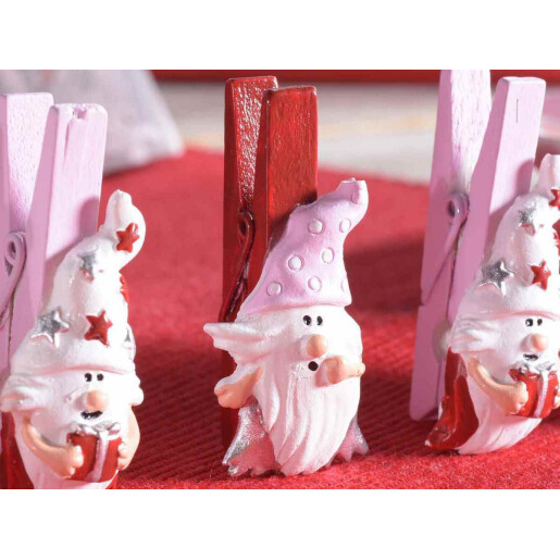 Set 6 decoratiuni Mos Craciun cu clips 2.5x4.5 cm