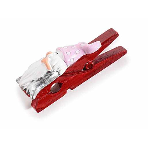 Set 6 decoratiuni Mos Craciun cu clips 2.5x4.5 cm