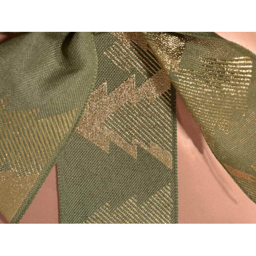 Set 4 panglici Christmas textil verde crem 38 mm x 10 m