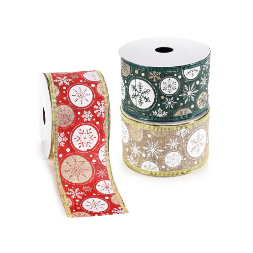 Set 3 panglici Craciun textil 63 mm x 10 m