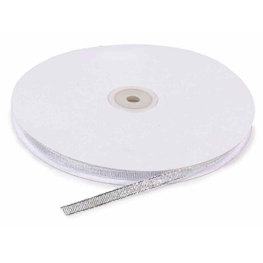 Panglica textil argintiu mm 7 x 100 m