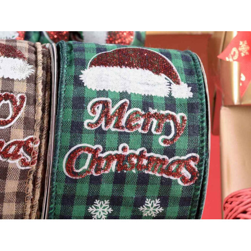 Set 4 panglici Merry Christmas textil multicolor 63 mm x 10 m