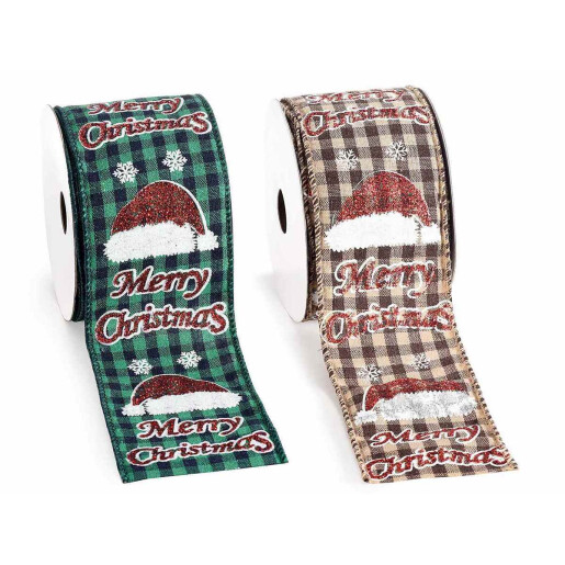 Set 4 panglici Merry Christmas textil multicolor 63 mm x 10 m