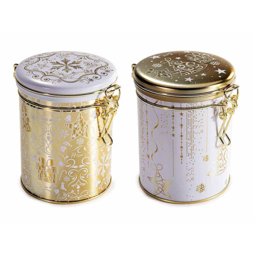Set 6 cutii depozitare, Craciun metal alb auriu cm 11,5 x 9 x 12 H