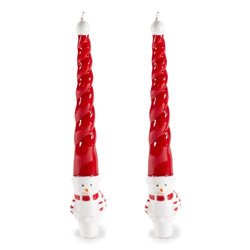 Set 2 sfesnice, 2 lumanari Craciun Ø 4 cm x 26 H