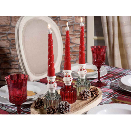 Set 2 sfesnice, 2 lumanari Craciun Ø 4 cm x 26 H