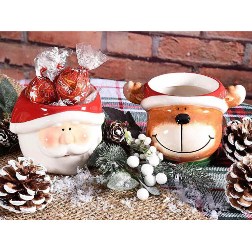 Set 2 decoratiuni ceramica Craciun 11.5x9x7 cm