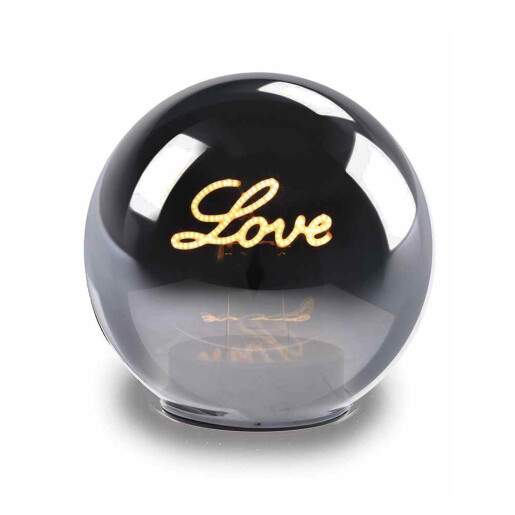 Sfera decorativa sticla gri cu led Love Ø 12 cm x 10,5 H 