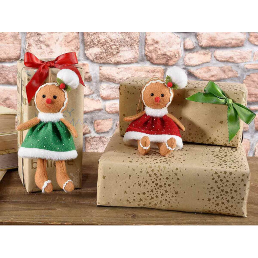 Set 2 ornamente brad Turta Dulce textil multicolor 7x15 cm
