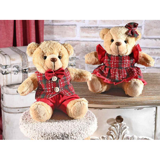 Set 2 figurine Ursuleti Craciun textil multicolor cm 21 x 16 x 22 H