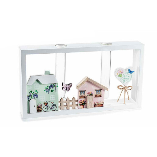 Set 2 decoratiuni Casute lemn multicolor cm 25 x 4 x 13,5 H
