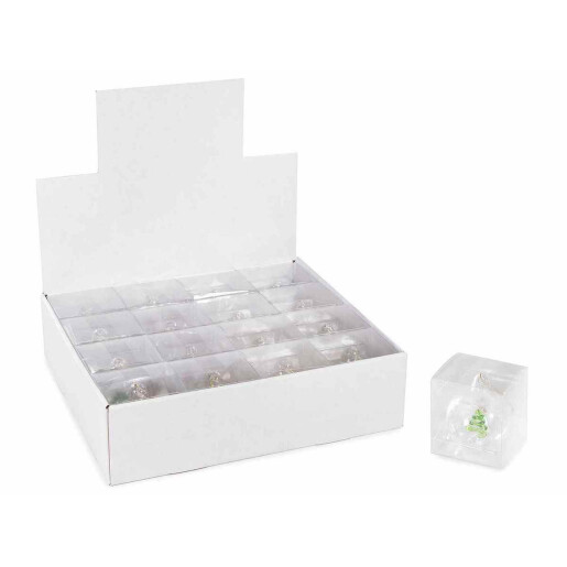 Set 4 globuri brad Craciun sticla multicolora 6 cm