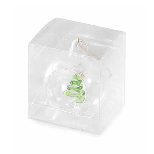 Set 4 globuri brad Craciun sticla multicolora 6 cm