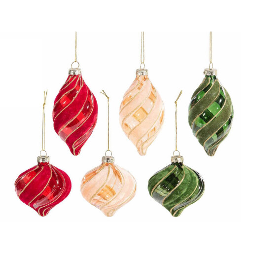 Set 12 globuri brad Craciun sticla multicolora Ø 6,5 cm x 12 H