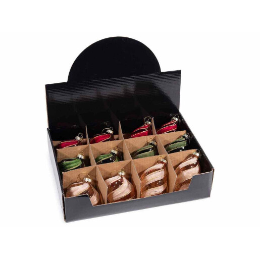 Set 12 globuri brad Craciun sticla multicolora Ø 6,5 cm x 12 H