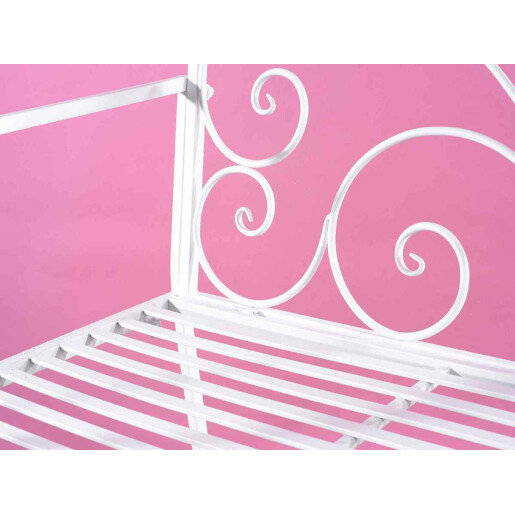Banca gradina fier alb patinat 109x56x92 cm