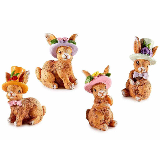 Set 4 figurine Iepurasi Paste polirasina multicolora 2.5x2x4.5 cm