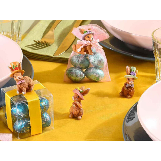 Set 4 figurine Iepurasi Paste polirasina multicolora 2.5x2x4.5 cm