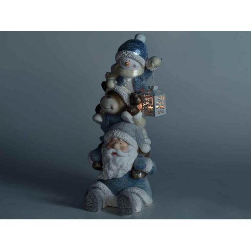 Figurine Mos Craciun Ren si Om de Zapada din ceramica 28x30.5x62 cm