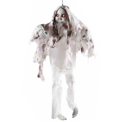 Figurina Halloween Fantoma alba cu leduri, muzica, miscare cm 90 H